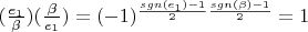 $(\frac{e_1}{\beta})(\frac{\beta}{e_1})=(-1)^{\frac{sgn(e_1)-1}{2}\frac{sgn(\beta)-1}{2}}=1$