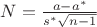 $N=\frac{a-a^*}{s^*\sqrt{n-1}}$