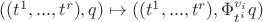 $((t^1,...,t^r),q)\mapsto ((t^1,...,t^r), \Phi^{v_i}_{t^i}q)$