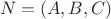 \[N = (A,B,C)\]