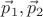 $\vec p_1, \vec p_2$