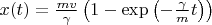 $x(t)=\frac{mv}{\gamma}\left(1-\exp\left(-\frac\gamma mt\right)\right)$