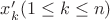 $x'_k(1 \leq k \leq n)$