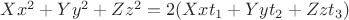 $Xx^2+Yy^2+Zz^2=2(Xxt_1+Yyt_2+Zzt_3)$