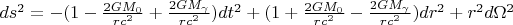 $ds^2=-(1-\frac{2GM_0}{rc^2}+\frac{2GM_\gamma}{rc^2})dt^2+(1+\frac{2GM_0}{rc^2}-\frac{2GM_\gamma}{rc^2})dr^2+r^2 d\Omega^2$