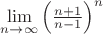 $\lim\limits_{n\to\infty}{\left (\frac{n+1}{n-1}\right )^n}$