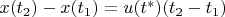 $x(t_2)-x(t_1) = u(t^*)(t_2-t_1)$