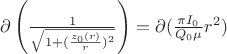 $\partial\left(\frac{1}{\sqrt{1+(\frac{z_0(r)}{r})^2}}\right)=\partial(\frac{\pi I_0}{Q_0\mu}r^2)$