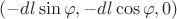 $(-dl\sin{\varphi},-dl\cos{\varphi},0)$