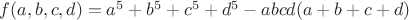 $f(a,b,c,d)=a^5+b^5+c^5+d^5-abcd(a+b+c+d)$