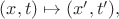 $(x,t)\mapsto(x',t'),$