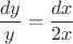 $\dfrac{dy}{y}=\dfrac{dx}{2x}$