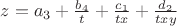 $z=a_3+\frac{b_4}{t}+\frac{c_1}{tx}+\frac{d_2}{txy}$ $z=a_3+\frac{b_4}{t}+\frac{c_1}{tx}+\frac{d_2}{txy}$