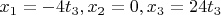 $x_1=-4t_3,x_2=0,x_3=24t_3$