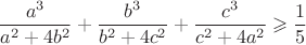 $$\frac{a^3}{a^2+4b^2}+\frac{b^3}{b^2+4c^2}+\frac{c^3}{c^2+4a^2}\geqslant\frac{1}{5}$$