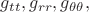 $g_{tt},g_{rr},g_{\theta\theta},$