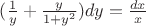 $ (\frac{1}{y}+\frac{y}{1+y^2})dy=\frac{dx}{x} $