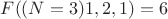 $F((N = 3) 1,2,1)=6$