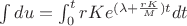 $\int du=\int_0^t rKe^{(\lambda+\frac{rK}{M})t}dt$