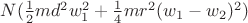 $N(\frac{1}{2}md^2w_1^2+\frac{1}{4}mr^2(w_1-w_2)^2)$