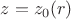 $z=z_0(r)$