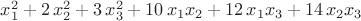 $x_1^2+2\,x_2^2+3\,x_3^2+10\,x_1x_2+12\,x_1x_3+14\,x_2x_3$