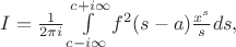 $I=\frac{1}{2\pi i}\int\limits_{c-i\infty}^{c+i\infty}f^2(s-a)\frac{x^s}{s}ds,$