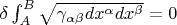 $\delta \int^{B}_{A}\sqrt{\gamma_{\alpha\beta}dx^{\alpha}dx^{\beta}}=0$