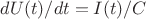 $dU(t)/dt = I(t)/C$ $dU(t)/dt = I(t)/C$
