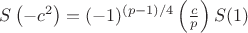 $S\left(-c^2\right)=(-1)^{(p-1)/4}\left(\frac{c}{p}\right)S(1)$