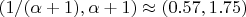 $(1/(\alpha+1),\alpha+1) \approx (0{.}57,1{.}75)$