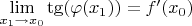 $\lim\limits_{x_1 \to  x_0} \tg(\varphi(x_1)) = f'(x_0)$