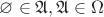 $\varnothing  \in  \mathfrak{A} ,  \mathfrak{A}  \in  \Omega$