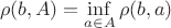 $$
\rho (b, A) = \inf_{a \in A} \rho (b, a)
$$ $$
\rho (b, A) = \inf_{a \in A} \rho (b, a)
$$