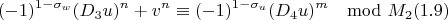 $$(-1)^{1-\sigma_w}(D_3u)^n+v^n\equiv(-1)^{1-\sigma_u}(D_4u)^m\mod M_2 (1.9)$$
