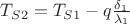 $T_{S 2}= T_{S 1}- q\frac{\delta_{1}}{\lambda_{1}}$