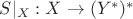 $S|_X:X\rightarrow (Y^*)^*$