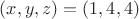 $(x,y,z) = (1,4,4)$