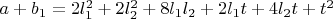 $a+b_1=2l_1^2+2l_2^2+8l_1l_2+2l_1t+4l_2t+t^2$