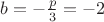 $b=-\frac p3=-2$