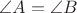 $\angle A = \angle B$