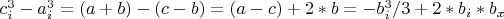 $c_i^3-a_i^3=(a+b)-(c-b)=(a-c)+2*b=-b_i^3/3+2*b_i*b_x$