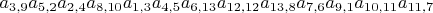 $a_{3,9}a_{5,2}a_{2,4}a_{8,10}a_{1,3}a_{4,5}a_{6,13}a_{12,12}a_{13,8}a_{7,6}a_{9,1}a_{10,11}a_{11,7}$