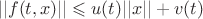 $$||f(t,x)||\leqslant u(t)||x||+v(t)$$