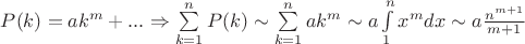 $P(k)=ak^m+...\Rightarrow\sum\limits_{k=1}^n P(k) \sim \sum\limits_{k=1}^n ak^m\sim a\int\limits_{1}^{n}x^m dx \sim a\frac{n^{m+1}}{m+1}$