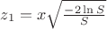 $z_1=x\sqrt{\frac {-2\ln S} S}$