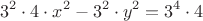 $$3^{2} \cdot 4 \cdot x^{2} - 3^{2} \cdot y^{2} = 3^{4} \cdot 4$$