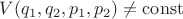 $V(q_1,q_2,p_1,p_2)\ne\operatorname{const}$