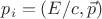 $p_{i}=(E/c, \vec{p})$