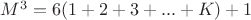 $M^3=6(1+2+3+...+K)+1$